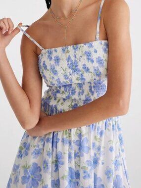 Aeropostale Floral Smocked Mini Dress Ruffle Strap XS